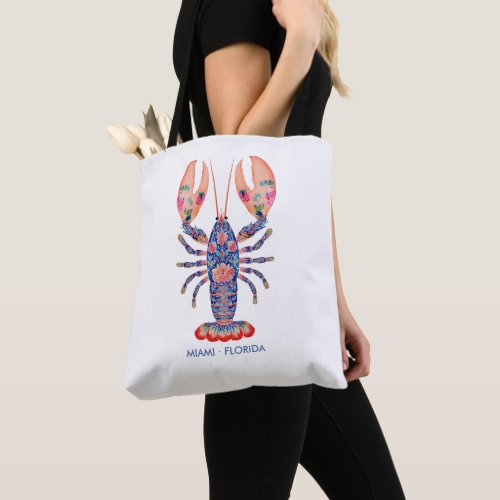 Coastal Floral Lobster Tote Bag