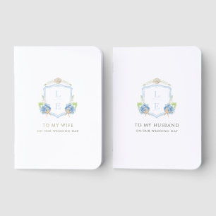 Coastal Floral Monogram Wedding Foil Vow Books