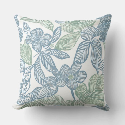 Coastal Floral Throw Pillow