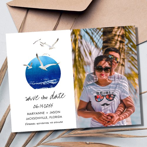 Coastal Florida Beach Wedding Budget Save the Date Announcement Postcard