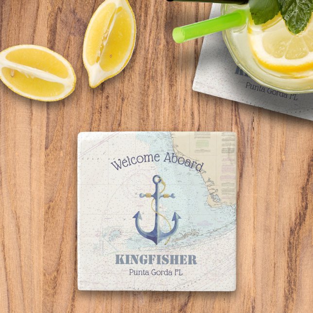 🌊 Coastal Florida Boat Name Welcome Aboard Stone Coaster (🌊 Coastal Florida Boat Name Welcome Aboard Stone Coaster
)