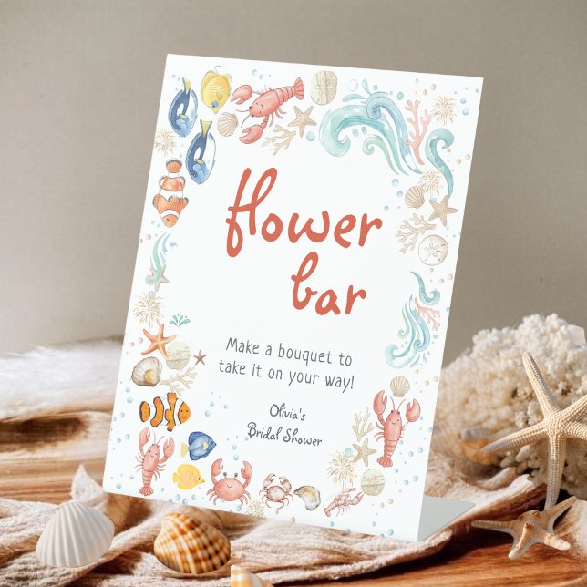 Coastal Flower Bar | Handwritten Bridal Shower Pedestal Sign (Creator Uploaded)