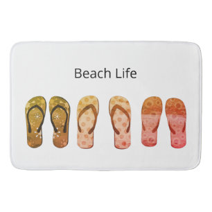 Coastal Footprints and Sun-Drenched Comfort Bath Mat
