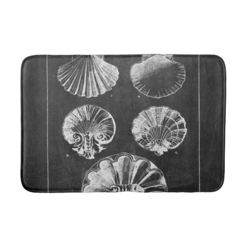 coastal french botanical art chalkboard seashells bath mat