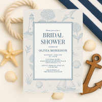 Coastal French Toile Blue Floral Bridal Shower