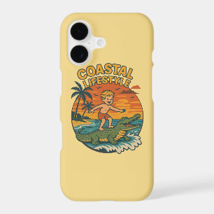 Coastal Gator Surfing -Retro Surf Beach Cell Phone iPhone 17 Case