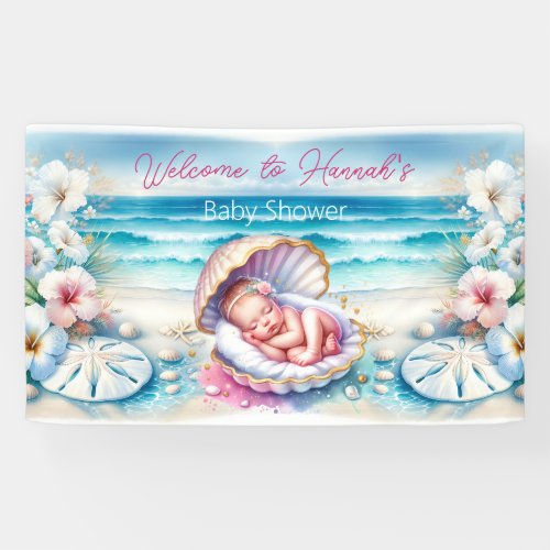 Coastal Girls Baby Shower Personalized Banner