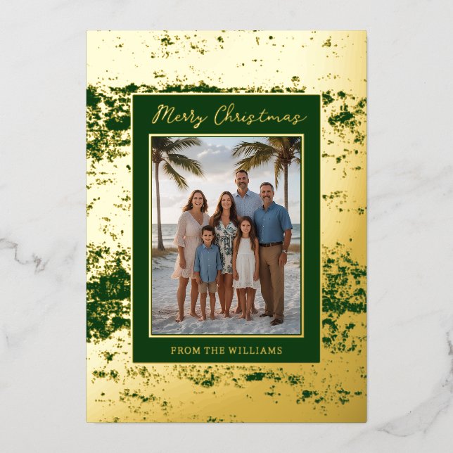 Coastal Glam Foil Christmas Card Template Custom  (Front)