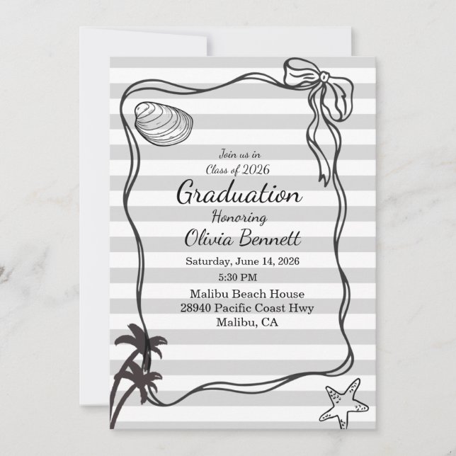 Coastal Graduation  Invitation (Front)