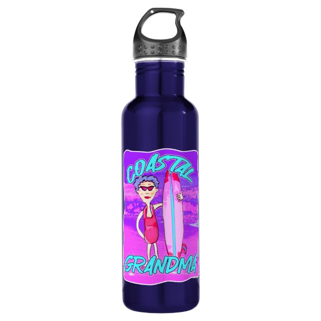Coastal Grandma Beach Aesthetic Trend Surfer Stainless Steel Water Bottle (Front)