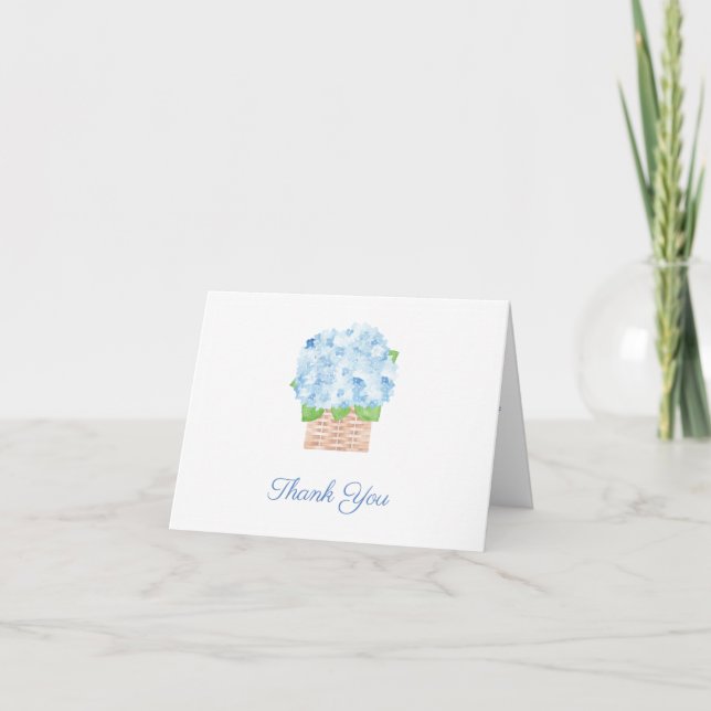 Coastal Grandma Hydrangeas Boy Baby Shower Thank You Card (Front)