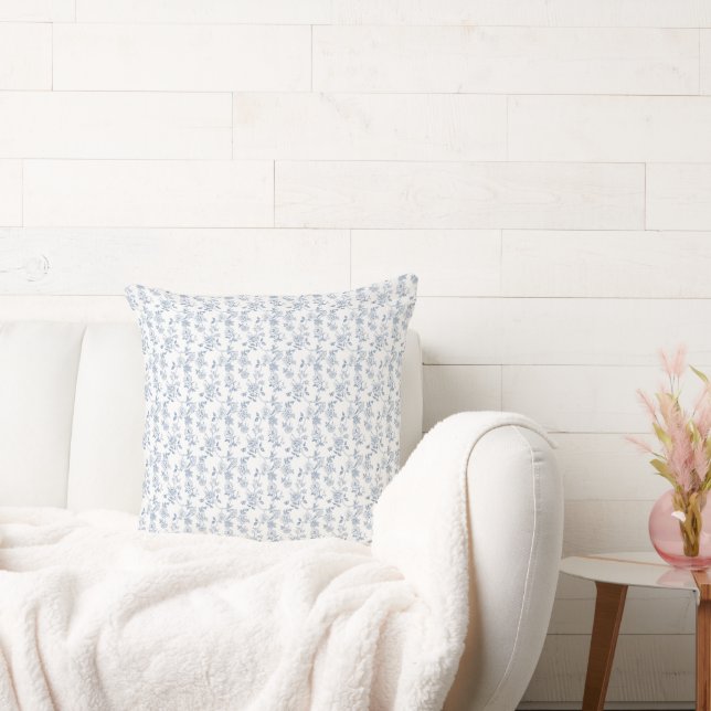 Coastal Grandmother Blue White Chinoiserie Toile Throw Pillow (Couch)