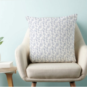 Coastal Grandmother Blue White Chinoiserie Toile Throw Pillow