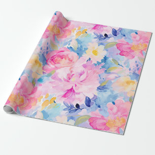 Coastal Grandmother Floral Garden Aesthetic Gift Wrapping Paper