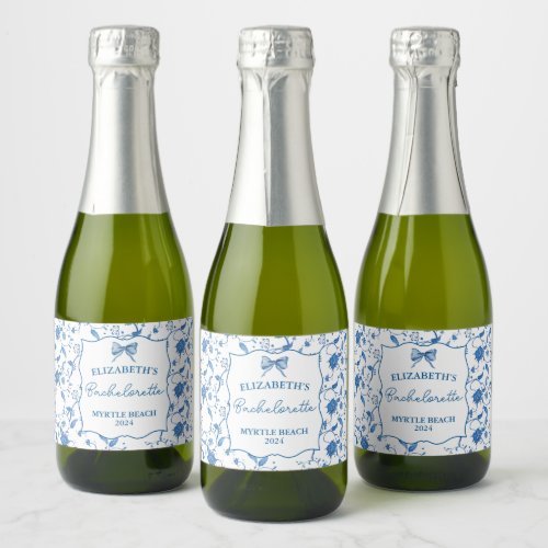 Coastal Grandmother Personalized Bachelorette Mini Sparkling Wine Label