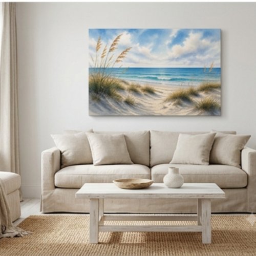 Coastal Grass Canvas Print | Blue Horizon Ocean