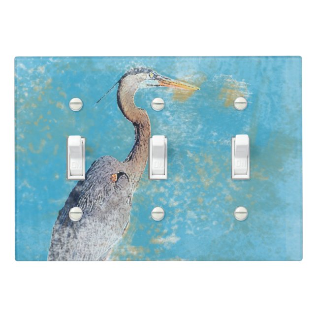Coastal Great Blue Heron Light Switch Cover (In Situ)