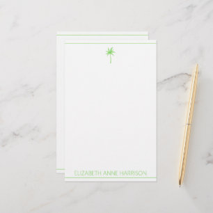 Coastal Green and White Palm Trees Stationery