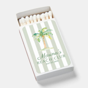 Coastal Green Cabana Stripes Palm Beach Club Matchboxes