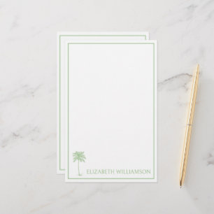 Coastal Green Palmetto Palm Tree Personalized Stationery