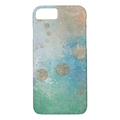 Coastal Grunge  Blue and Green Watercolor Gold iPhone 87 Case