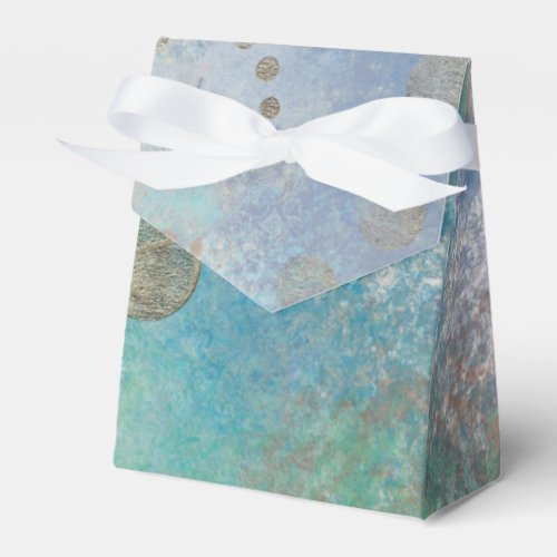 Coastal Grunge  Blue and Green Watercolor Gold Favor Boxes