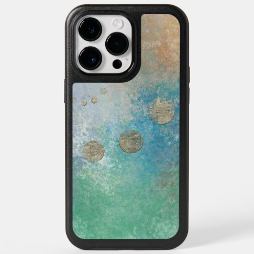 Coastal Grunge  Blue and Green Watercolor Gold OtterBox iPhone 14 Pro Max Case