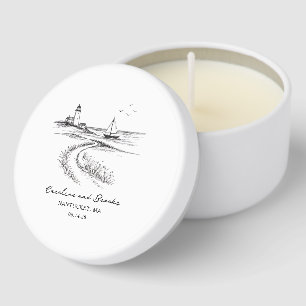 Coastal Hand Drawn Black & White Wedding Mini Candle Favors