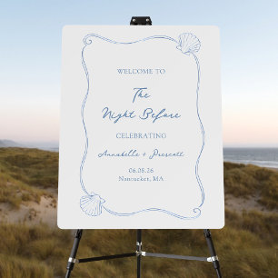 Coastal Hand Drawn Rehearsal Dinner Welcome Sign
