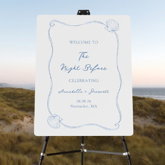 Coastal Hand Drawn Rehearsal Dinner Welcome Sign