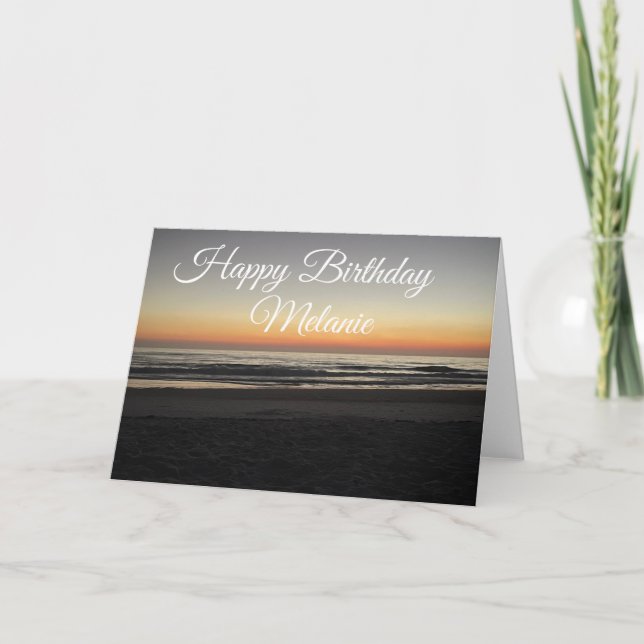 Coastal Happy Birthday Sunset Down Beach  Card (Front)