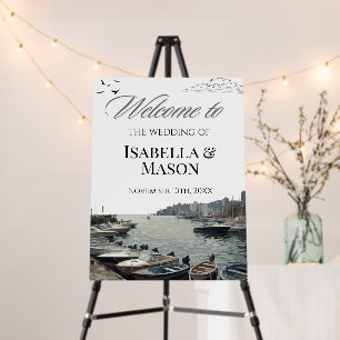 Coastal Harbor Welcome Wedding Pastel Nautical  Foam Board