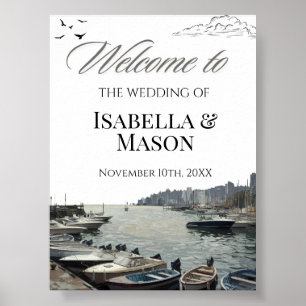Coastal Harbor Welcome Wedding Pastel Nautical Poster