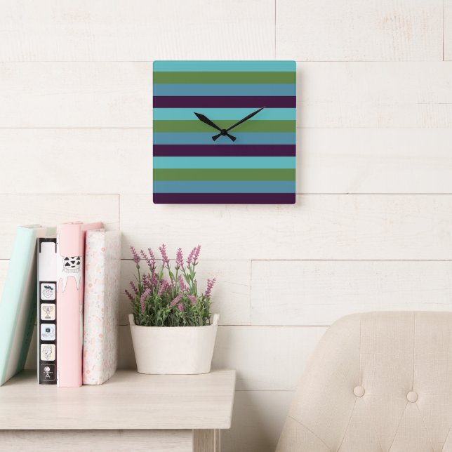 Coastal harmony stripes square wall clock (Reading Room)