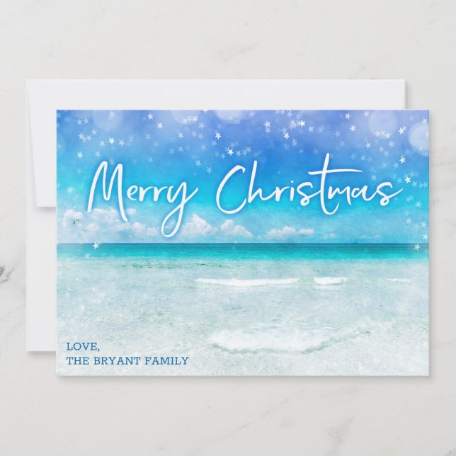 COASTAL HOLIDAY CARD Tropical Beach Christmas Sea (Front)