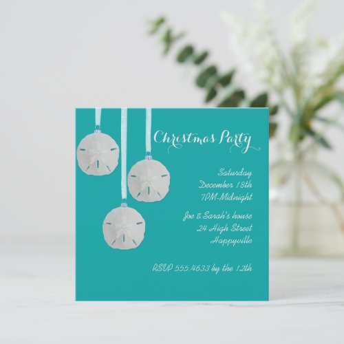 Coastal Holiday House Party Turquoise Invitation