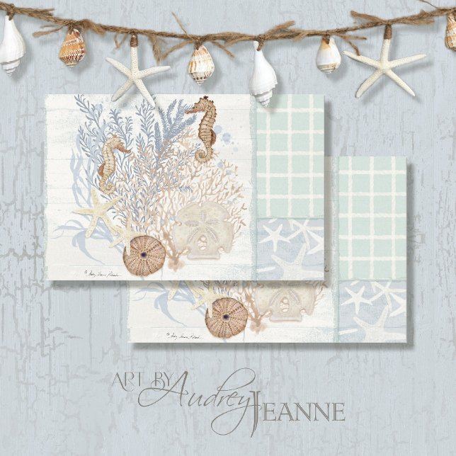 Coastal Home Decor Starfish Seahorse Coral Wood Tissue Paper (Creator Uploaded)