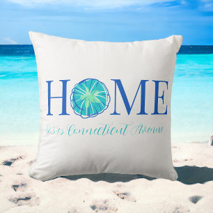 Coastal HOME Sand Dollar Custom Address Throw Pillow