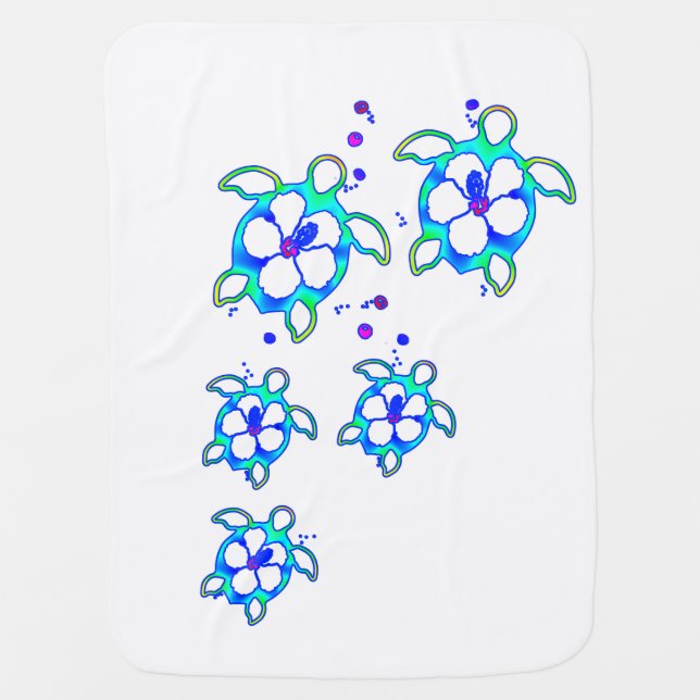 Coastal Honu Hawaiian Turtles Baby Blanket (Front)