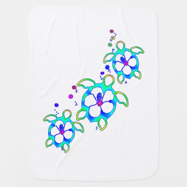 Coastal Honu Hawaiian Turtles Baby Blanket (Front)