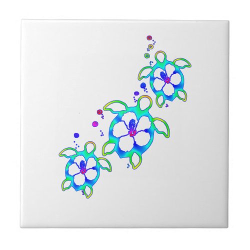 Coastal Honu Hawaiian Turtles Ceramic Tile