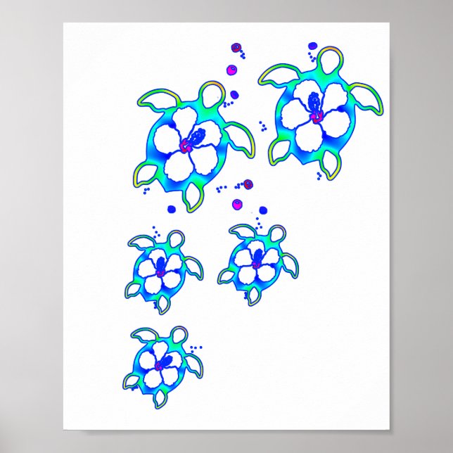 Coastal Honu Hawaiian Turtles Poster (Front)