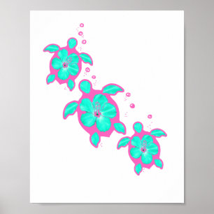 Coastal Honu Hawaiian Turtles Poster
