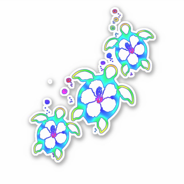 Coastal Honu Hawaiian Turtles Sticker (Front)