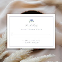 Coastal Hydrangea Formal Classic Blue Wedding RSVP Card