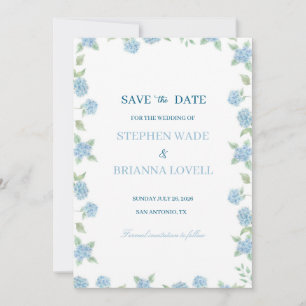Coastal Hydrangea Save the Date  Invitation