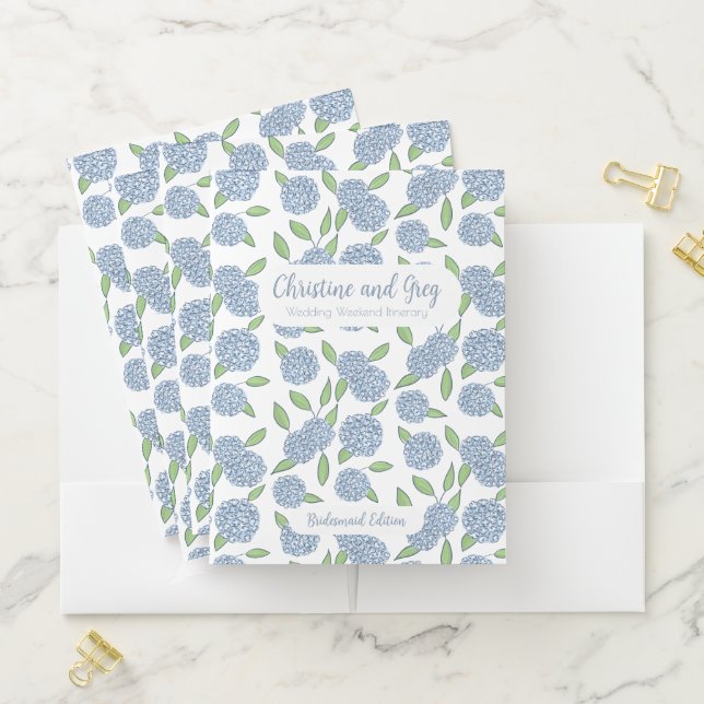 Coastal Hydrangea Wedding Planner Itinerary Folder (In Situ)