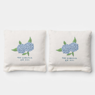 Coastal Hydrangea Wedding Weekend Cornhole Bags