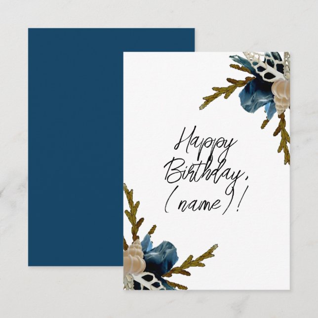 Coastal Iris Flower Elegant Floral Happy Birthday Card (Front/Back)