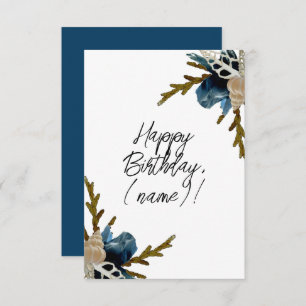 Coastal Iris Flower Elegant Floral Happy Birthday Card